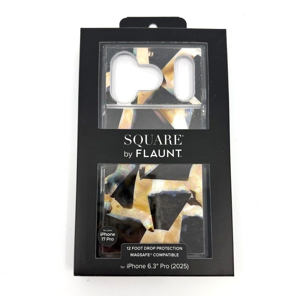 Flaunt Brown Abalone Square Case iPhone 17 Pro 6.3" MagSafe 12ft Drop Protection